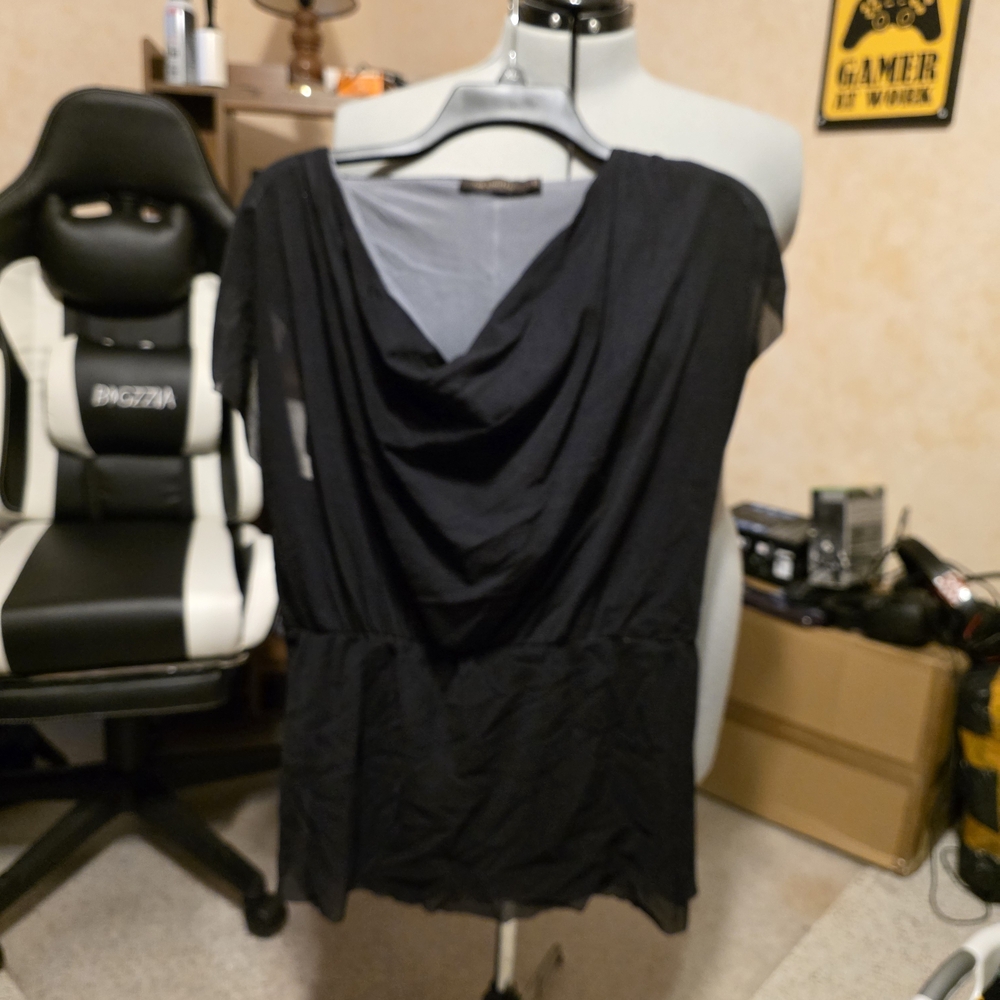 The Limited Black Drape Neck Blouse